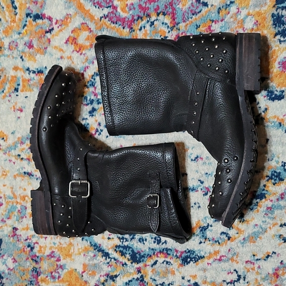 LIBERTY Black Shoes - Liberty Black Studded Leather Boots